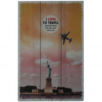 Cuadro 1 pieza de madera impreso TRAVEL LIBERTY 40x60-Unica