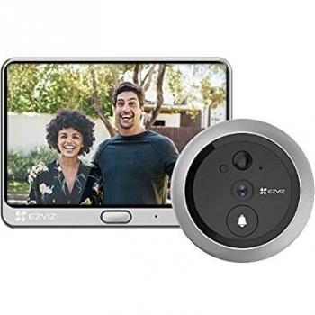 EZVIZ Mirilla Digital de Puerta con Pantalla LCD de 4.3\'\' Cámara Video Timbre Inalámbrico Monitor con Batería Recargable de 4600 mAh, Detección de Movimiento PIR, Audio Bidireccional, DP1C, Metálico