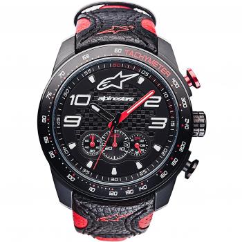 Men's Alpinestars Tech Chrono Black Leather Watch