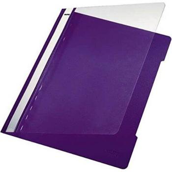 Carpeta rápida LEITZ A4 PVC 250g, color violeta, con ventana de etiquetado larga