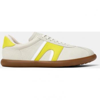 Zapatillas de piel de mujer Camper Pelotas Soller lisas con cordones en color blanco crema amarillo - Talla 41