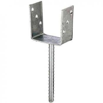 Base de Poste en U con Anclaje de Hormigón, Acero Inoxidable, 101x104mm, Longitud del Ancla 200mm