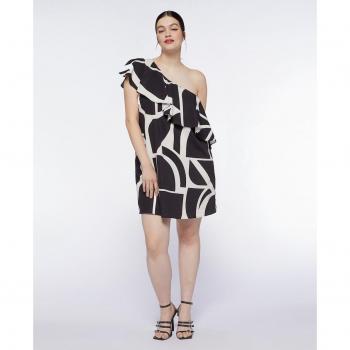 Vestido estampado asimétrico de un solo hombro