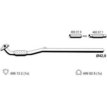Tubo de escape ERNST 012508 para OPEL Corsa C (3/5 puertas) - Tubo delantero después del catalizador