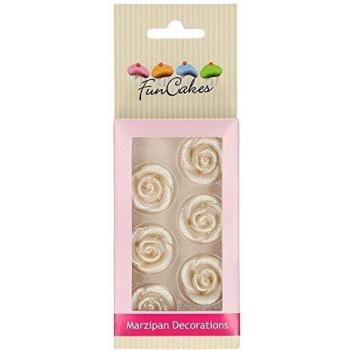 FunCakes Decoraciones de Mazapán Rosas Listo Para ser Usar en la Decoración de Tartas, Perfecto para Cupcakes Temáticas y más, Certificado Sin Gluten, Set/6