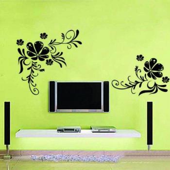 rybyte (TM) Árbol de flores Vine Blossom adhesivo decorativo para pared mural Decor Art vinilo negro DIY extraíble pegatinas decoración del hogar