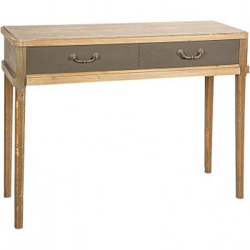 Consola Romimex Verde Natural con 2 cajones, Madera de pino, dimensiones 100 x 80 x 30 cm