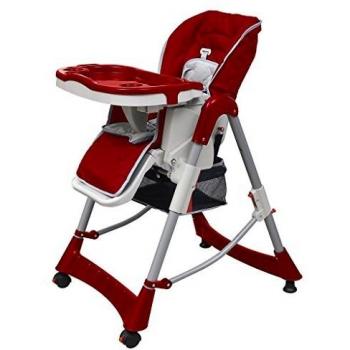 vidaXL Trona Altura Ajustable Reclinable Almohadillada Roja Silla Alta de Bebé