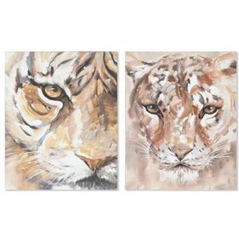 Cuadro Home ESPRIT Colonial Tigre 80 x 3,7 x 100 cm (2 Unidades)