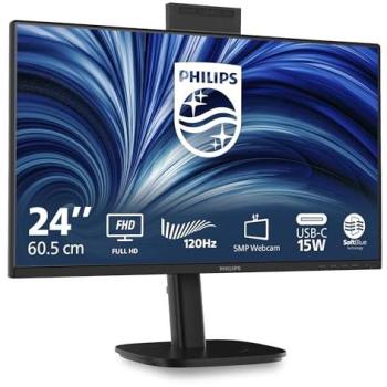 Monitor Philips 23.8 IPS Full HD 1920x1080, 120Hz, Altavoces, Webcam, USB-C, VGA/DP/HDMI