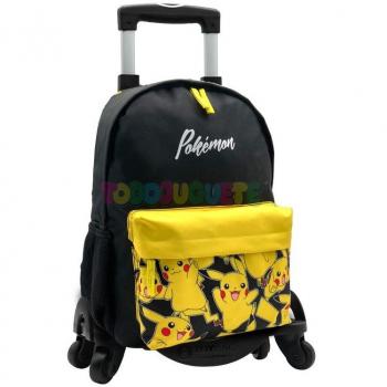 Mochila Escolar Pokemon Pikachu con Carro Toybags