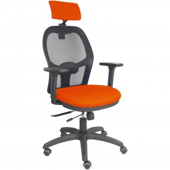 Silla de Oficina Ergonómica Traslack Malla Negra Asiento Bali Naranja Oscuro Brazos 3D Cabecero Regulable