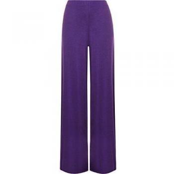 WearAll - Mujer Pantalones Cintura Elástica Palazzo con Pernera Ancha Tallas Grandes - Violeta - 52-54