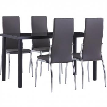 Juego de comedor 5 piezas en cuero sintético gris Día y Noche
