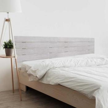 Cabecero de Madera Reciclada DM Estilo Palet Horizontal con Herrajes Incluidos (135cm y 220cm, Acabado Mármol y Ártico)