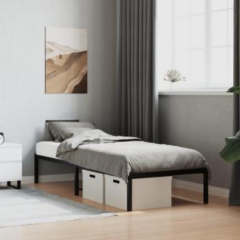 Cama de metal negra 75x190 cm para colchón individual