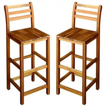 vidaXL 2X Taburetes Barra 42x36x110 cm Sillas Altas Bar Madera Maciza Acacia