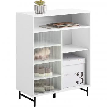 Aparador Recibidor SoBuy FSB61-W con Puerta Corredera de Vidrio y Balda Ajustable 70 x 33 x 90 cm Color Blanco