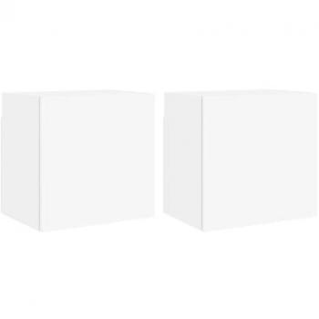 Muebles de TV de pared multimedia en madera de ingeniería blanca, 2 piezas, 40,5 x 30 x 40 cm