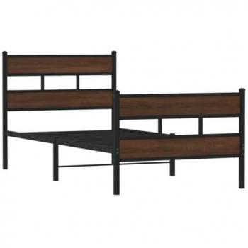 Estructura cama con cabecero y pie sin colchón marrón 75x190 cm