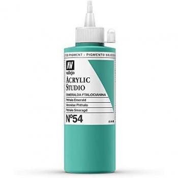 VALLEJO ACRYLIC STUDIO, PINTURA ACRÍLICA, 200ML, ESMERALDA FTALOCIANINA, Nº 54
