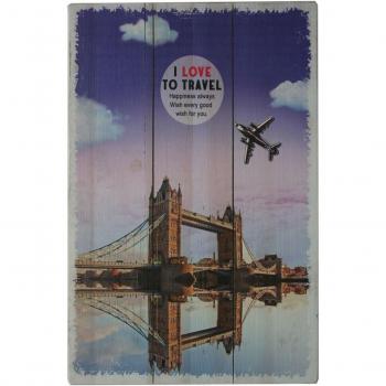 Cuadro 1 pieza de madera impreso TRAVEL RIVER 40x60-Unica