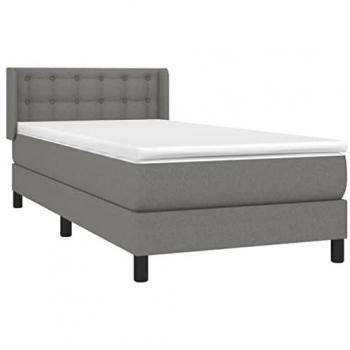 Cama Box Spring con Colchón Tela Gris Oscuro 90x190 cm
