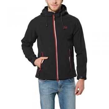 Ultrasport Miro - Chaqueta deportiva Softshell de 3 capas, con capucha extraíble para hombre, color negro / roja, talla S