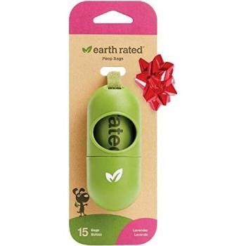 Earth Rated DISPGREEN - Dispensador para bolsas de residuos para perros con 15 bolsas biodegradables de popa y lavanda