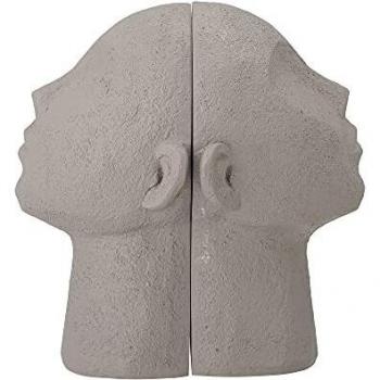 Soporte para libros Baldur, gris, set de 2 piezas, Polyresina