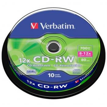 Verbatim CD-RW 700MB 12x Speed 80min en Tarrina de 10 Unidades