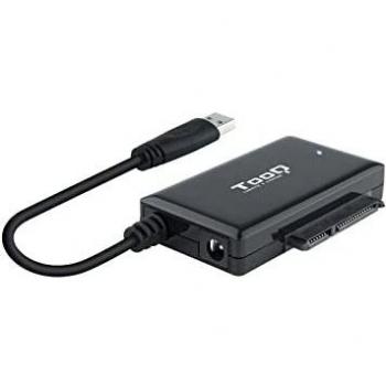 TOOQ TQHDA-01A - Adaptador USB 3.0 USB-A a SATA para Discos Duros de 2.5” y 3.5”, con Alimentador, Color Negro