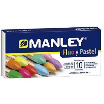 Manley Ceras 10 Unidades | Ceras de Colores Profesionales de Color Flúor y Pastel | Ceras Profesionales | Estuche de Ceras Blandas de Trazo Suave | Pueden Mezclarse los Colores | Colores Surtidos