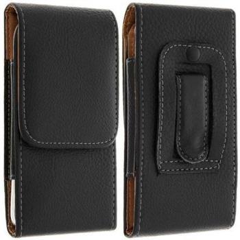 Funda Riñonera Vertical Eco-cuero Magnético para Smartphone 142x73x9 mm - Negra