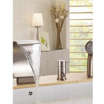 KISSRAIN® Grifo de la bañera - contemporáneo - cascada / ducha de mano incluida - latón
