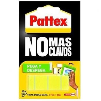 Pattex Cinta de doble cara a tiras No más clavos fijación Removible, 10 tiras
