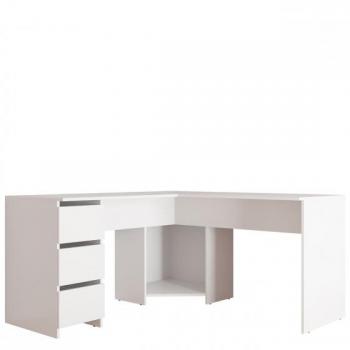 Mesa de ordenador esquinera Trenton 136, Con cajones, Blanco, 142 x 74 x 142cm