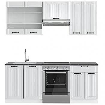 Vicco - Mueble de cocina Fame-Line, Casa de campo blanca, 200 cm sin encimera
