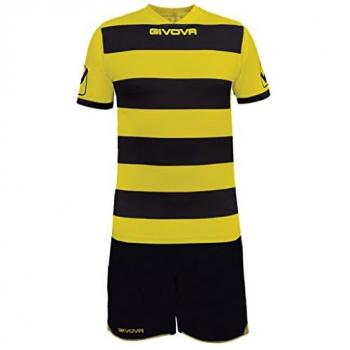 Givova Conjunto de Rugby Camiseta con Pantalones Cortos Negro/Amarillo XL