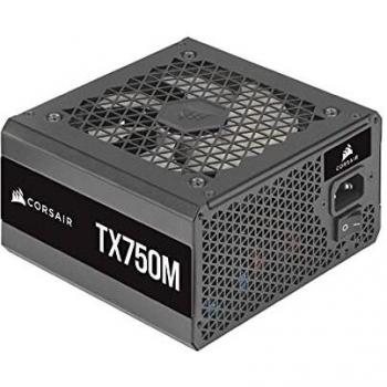 Corsair TX750M ATX, Fuente de Alimentación Semimodular de 750W, Certificación 80 PLUS Gold, Silenciosa con Condensadores de 105°C, Tamaño Compacto - Negro (2021)