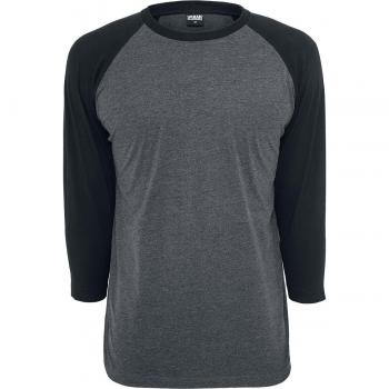 Urban Classics Contrast 3/4 Sleeve Raglan Long-Sleeve T-Shirt for Men - Charcoal/Black - Sizes S to 5XL