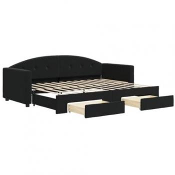 Sofá Cama Nido con Cajones Terciopelo Negro 80x200 cm