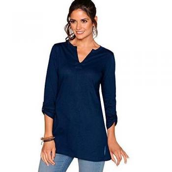 Camiseta Manga Regulable con Aberturas Mujer - 015815,Azul Marino,S