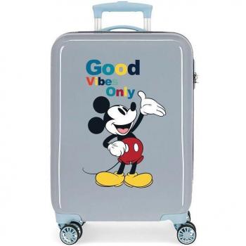 Disney Mickey Original Good Vibes Only - Maleta de Cabina Azul Rígida ABS, Capacidad 34L