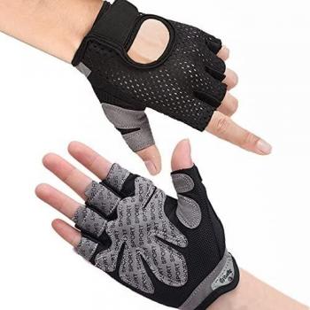 Hually Guantes Gimnasio para Hombre y Mujer, Gym Guantes Transpirable con Protección Completa de Muñeca y Palma, Antideslizante Guantes Crossfit para Levantamiento de Pesas, Musculación, Fitness