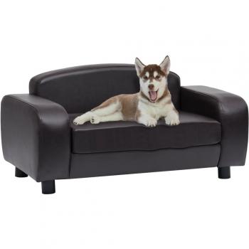 Brown Faux Leather Dog Sofa 80x50x40 cm