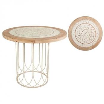 Mesa auxiliar Romimex Natural Madera Metal 100 x 85 x 100 cm