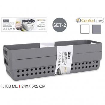 SET DE 2 CESTAS MULTIUSOS 24X7.5X5CM