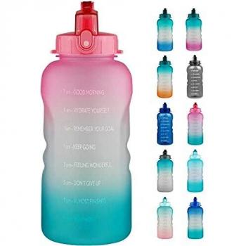 Reeho 3.8 L Botella Agua Deporte, Botella Plastica Tritan Reutilizable 1 Galón, Botella Agua Gimnasio con Marcador de Tiempo para Athletic, sin BPA