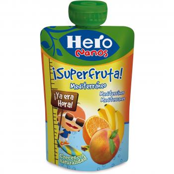 Hero Baby Mi Fruta Bolsita de Fruta sabor Mediterráneo - Para Bebés a Partir de los 12 Meses - Pack de 18 x 100 g